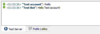 Example of using command !hello