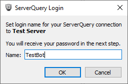 Enter your ServerQuery login name